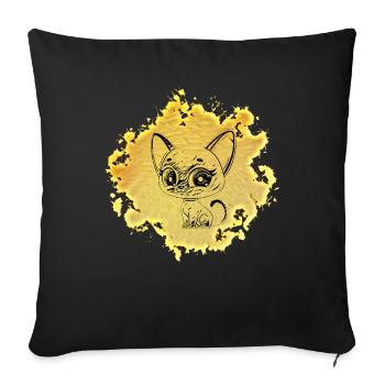 Chat - Housse de coussin décorative 45 x 45 cm - noir - Devant
