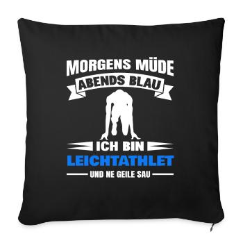 Morgens Müde Abends Blau Leichtathlet - Sofakissenbezug 45 x 45 cm - Schwarz - Vorne