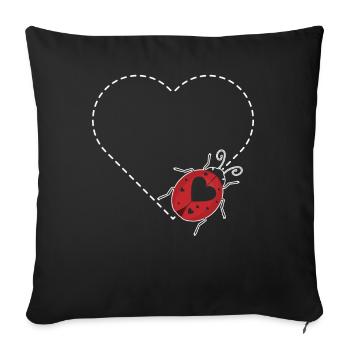 Ladybug Heart Insects Entomologist - Sofa pillowcase 17,3'' x 17,3'' (45 x 45 cm) - black - Front