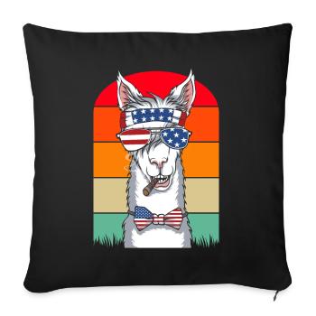 Lama USA Amerikanische Llamas 4. Juli - Sofakissenbezug 45 x 45 cm - Schwarz - Vorne