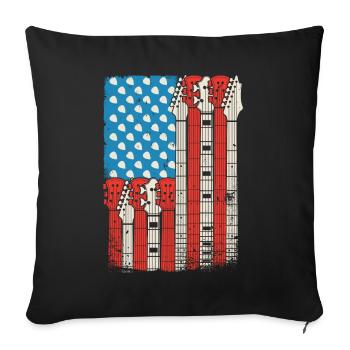 Guitares Plektrum USA Musiciens 4 juillet - Housse de coussin décorative 45 x 45 cm - noir - Devant