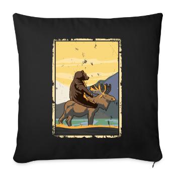 L’ours chevauche l’orignal La nature étrange - Housse de coussin décorative 45 x 45 cm - noir - Devant