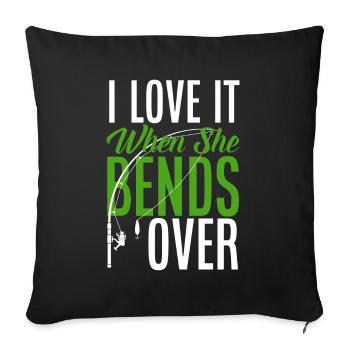 Cadeau amusant de pêcheur - Housse de coussin décorative 45 x 45 cm - noir - Devant