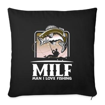 Cadeau amusant de pêcheur - Housse de coussin décorative 45 x 45 cm - noir - Devant