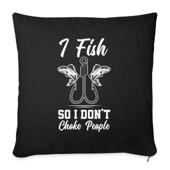 Fun Fishing Angler Fisherman Gift - Sofa pillowcase 17,3'' x 17,3'' (45 x 45 cm) - black - Front
