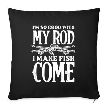 Cadeau amusant de pêcheur - Housse de coussin décorative 45 x 45 cm - noir - Devant