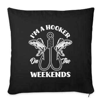 Cadeau amusant de pêcheur - Housse de coussin décorative 45 x 45 cm - noir - Devant