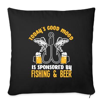 Cadeau amusant de pêcheur - Housse de coussin décorative 45 x 45 cm - noir - Devant