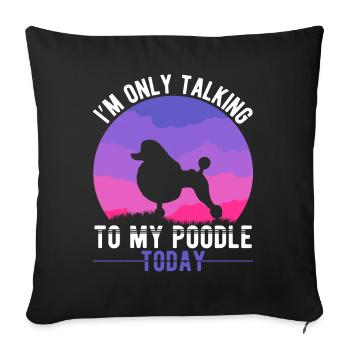 Caniche Maman Chien Caniche Introverti Maman - Housse de coussin décorative 45 x 45 cm - noir - Devant