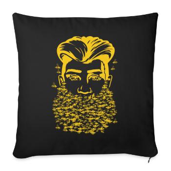 Abeilles Apiculteur Moustache Papa Abeilles - Housse de coussin décorative 45 x 45 cm - noir - Devant