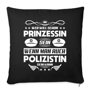 Polizei Polizist Polizisten Polizeibeamter - Sofakissenbezug 45 x 45 cm - Schwarz - Vorne