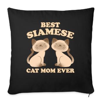 Siamese Saying Cat Mama Funny Siamese Gift - Sofa pillowcase 17,3'' x 17,3'' (45 x 45 cm) - black - Front