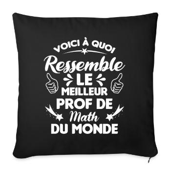 Voici Le meilleur Prof de Math du monde - Housse de coussin décorative 45 x 45 cm - noir - Devant