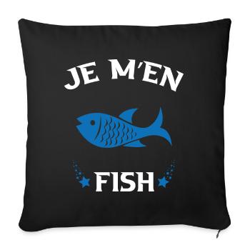 Je M'en Fish Cadeau Pêcheur Drôle Pêche - Housse de coussin décorative 45 x 45 cm - noir - Devant
