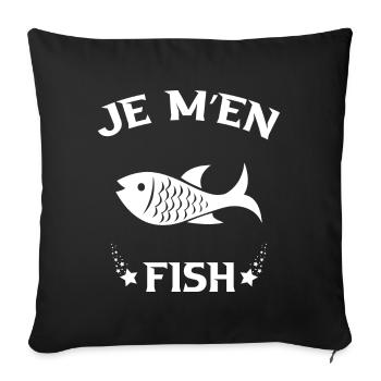 Je M'en Fish Cadeau Pêcheur Drôle Pêche - Housse de coussin décorative 45 x 45 cm - noir - Devant