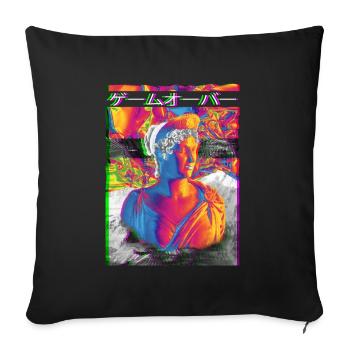 Roman Statue Greek Glitch Vaporwave - Sofa pillowcase 17,3'' x 17,3'' (45 x 45 cm) - black - Front