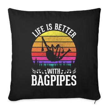 Bagpipe Musician Musical Instrument Bagpiper - Sofa pillowcase 17,3'' x 17,3'' (45 x 45 cm) - black - Front