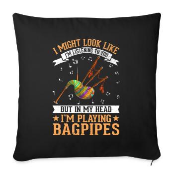 Joueur de cornemuse accro Amateur de musique Drôle - Housse de coussin décorative 45 x 45 cm - noir - Devant