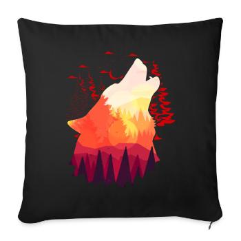Howling Wolf Sunset Nature Moon - Sofa pillowcase 17,3'' x 17,3'' (45 x 45 cm) - black - Front