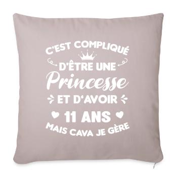 Princesse 11 Ans Anniversaire Idée Cadeau Licorne - Housse de coussin décorative 45 x 45 cm - taupe clair - Devant