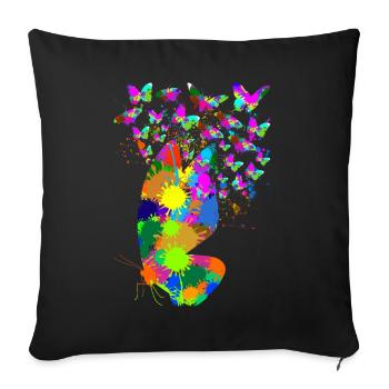 Colorful Butterfly Splash Butterflies - Sofa pillowcase 17,3'' x 17,3'' (45 x 45 cm) - black - Front
