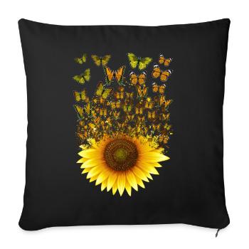 Sunflower Butterflies Women Girls Floral - Sofa pillowcase 17,3'' x 17,3'' (45 x 45 cm) - black - Front