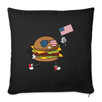 Patriotic Burger July 4 - Sofa pillowcase 17,3'' x 17,3'' (45 x 45 cm) - black - Front
