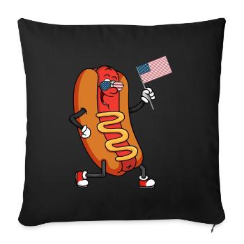 Patriotic Hot Dog July 4 - Sofa pillowcase 17,3'' x 17,3'' (45 x 45 cm) - black - Front