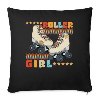Roller Girl Retro 70s 80s Roller Skating - Sofa pillowcase 17,3'' x 17,3'' (45 x 45 cm) - black - Front
