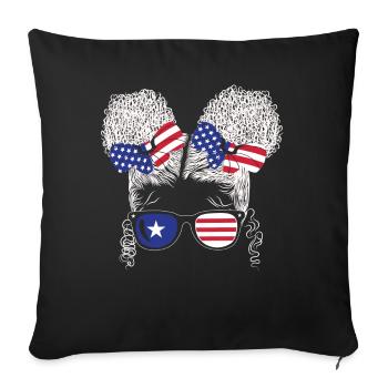 Patriotic Lady July 4 - Sofa pillowcase 17,3'' x 17,3'' (45 x 45 cm) - black - Front