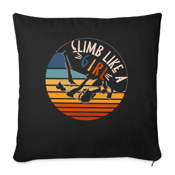 Climbing Girl Climber WoBouldering - Sofa pillowcase 17,3'' x 17,3'' (45 x 45 cm) - black - Front