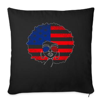 Patriotic African-American Woman July 4 - Sofa pillowcase 17,3'' x 17,3'' (45 x 45 cm) - black - Front
