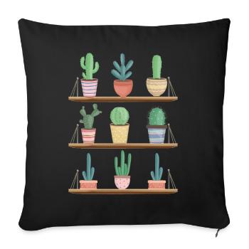 Collection de cactus espèces succulentes Amateurs de plantes - Housse de coussin décorative 45 x 45 cm - noir - Devant