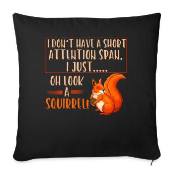 Short attention squirrels - Sofa pillowcase 17,3'' x 17,3'' (45 x 45 cm) - black - Front
