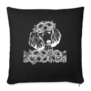 Niedliche Pudel Mama Sonnenblume Pudel - Sofakissenbezug 45 x 45 cm - Schwarz - Vorne