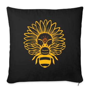 Abeille Tournesol Abeille Miel - Housse de coussin décorative 45 x 45 cm - noir - Devant