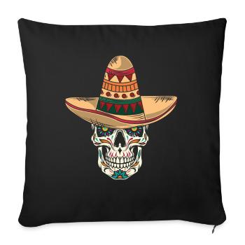 Mexican skull Sombrero Cinco de Mayo - Sofa pillowcase 17,3'' x 17,3'' (45 x 45 cm) - black - Front