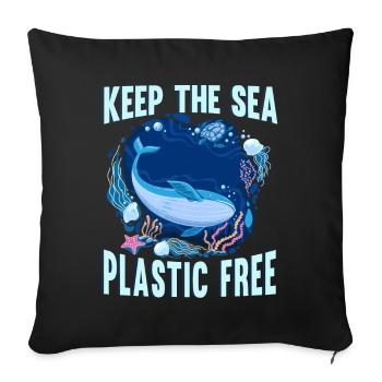 Sauvetage d’animaux Sea Earth Care sans plastique - Housse de coussin décorative 45 x 45 cm - noir - Devant