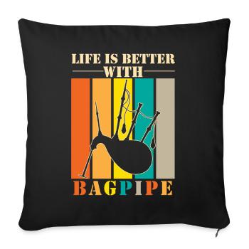 Bagpipe musician musical instrument - Sofa pillowcase 17,3'' x 17,3'' (45 x 45 cm) - black - Front