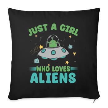 Girl Alien UFO Galaxy - Sofa pillowcase 17,3'' x 17,3'' (45 x 45 cm) - black - Front