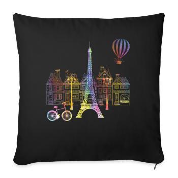 Tour Eiffel Love France Femmes Paris - Housse de coussin décorative 45 x 45 cm - noir - Devant