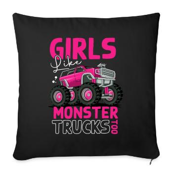 Coole Monster Trucks Mädchen Monster Truck - Sofakissenbezug 45 x 45 cm - Schwarz - Vorne