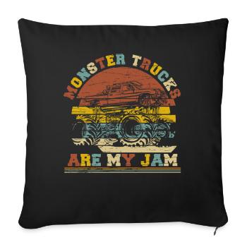 Retro Monstertrucks Jungen Mädchen Monstertruck - Sofakissenbezug 45 x 45 cm - Schwarz - Vorne