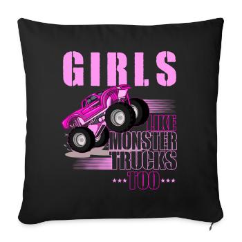 Monster Trucks Girl Funny - Sofa pillowcase 17,3'' x 17,3'' (45 x 45 cm) - black - Front