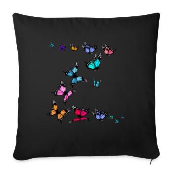 Colorful Butterflies Women Girls - Sofa pillowcase 17,3'' x 17,3'' (45 x 45 cm) - black - Front