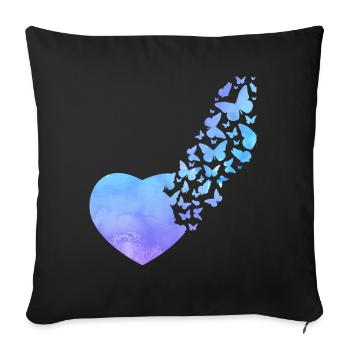 Butterfly Heart Mignon Aquarelle - Housse de coussin décorative 45 x 45 cm - noir - Devant