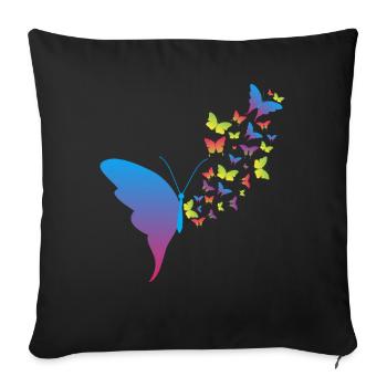 Cute Butterfly Heart Pastel Colored - Sofa pillowcase 17,3'' x 17,3'' (45 x 45 cm) - black - Front