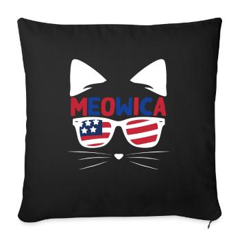 Miauen Amerika USA Patriotische Katze 4. Juli - Sofakissenbezug 45 x 45 cm - Schwarz - Vorne