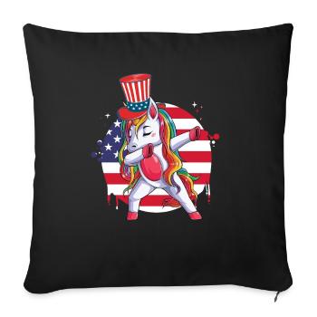 Dabbing Unicorn Juillet 4 Femmes Filles USA - Housse de coussin décorative 45 x 45 cm - noir - Devant
