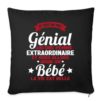Je suis un mec génial j'ai une femme extraordinair - Housse de coussin décorative 45 x 45 cm - noir - Devant